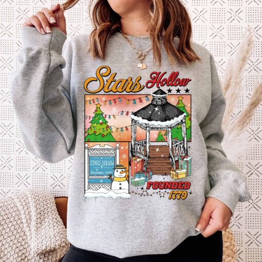 vintage christmas sweatshirt stars hollow festival hoodie winter tree design inspired by tv show connecticut mvw9o