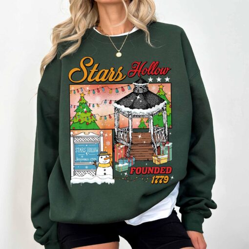 vintage christmas sweatshirt stars hollow festival hoodie winter tree design inspired by tv show connecticut odj0f