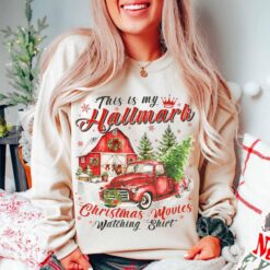 Vintage Christmas Sweatshirt This Is My Hallmark Movie Watching Hoodie Unisex Winter Apparel for Holiday Celebrations