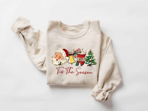 vintage christmas sweatshirt tis the season design comfortable winter apparel for holiday celebrations eccpe scaled