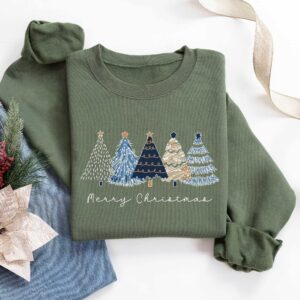 vintage christmas sweatshirt tis the season design with cake tree print for women holiday apparel 3bax4