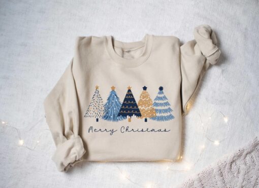 vintage christmas sweatshirt tis the season design with cake tree print for women holiday apparel gzi00 scaled