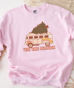 vintage christmas sweatshirt tis the season hippie camper crewneck retro design for women comfortable holiday apparel grwve