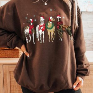 vintage christmas sweatshirt unisex crewneck with country horses design for festive season casual wear 1nedj