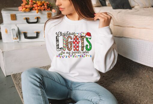 vintage christmas sweatshirt with animal print and lights design for christmas lights lovers and fun holiday celebrations 39auq