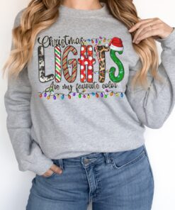 vintage christmas sweatshirt with animal print and lights design for christmas lights lovers and fun holiday celebrations g6map