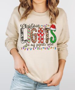 vintage christmas sweatshirt with animal print and lights design for christmas lights lovers and fun holiday celebrations mzpaw