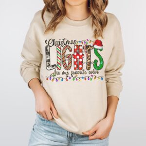 vintage christmas sweatshirt with animal print and lights design for christmas lights lovers and fun holiday celebrations mzpaw