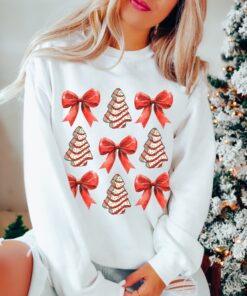 vintage christmas sweatshirt with bow design and christmas tree cake graphic for trendy holiday apparel ism2d scaled