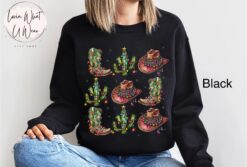 Vintage Christmas Sweatshirt with Cactus Tree Design for a Cowboy Holiday Look Oversized Southern Style Shirt for Festive Comfort