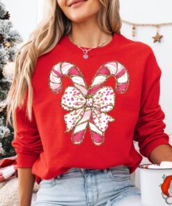 vintage christmas sweatshirt with candy cane design for christmas squad crewneck and pink christmas style idwkf scaled