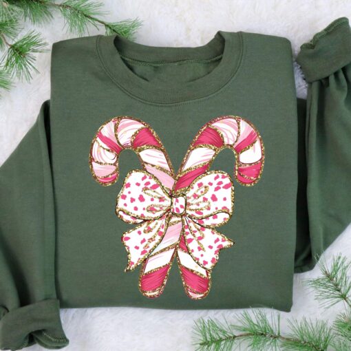 vintage christmas sweatshirt with candy cane design for christmas squad crewneck and pink christmas style zt9cv scaled