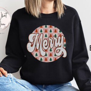 vintage christmas sweatshirt with checkered design featuring merry vintage tree for trendy oversized family holiday apparel o91eg