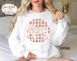 vintage christmas sweatshirt with checkered design featuring merry vintage tree for trendy oversized family holiday apparel rftea