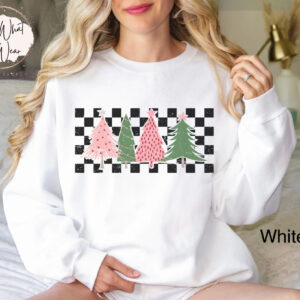 vintage christmas sweatshirt with checkered pink tree design oversized holiday top for winter celebrations and festive outfits utyxz