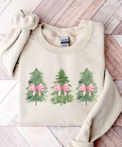 vintage christmas sweatshirt with coquette bow design and tree print for women ideal for holiday gatherings and festive celebrations ccfki scaled