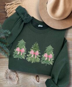 vintage christmas sweatshirt with coquette bow design and tree print for women ideal for holiday gatherings and festive celebrations ixgyq scaled