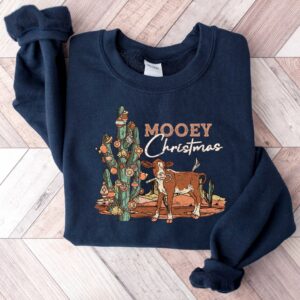 vintage christmas sweatshirt with cow print design for western style holiday celebrations comfortable adult crewneck sweater 37bzd scaled