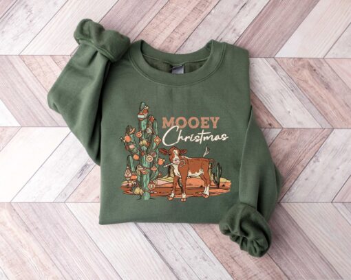 vintage christmas sweatshirt with cow print design for western style holiday celebrations comfortable adult crewneck sweater 73lkq scaled