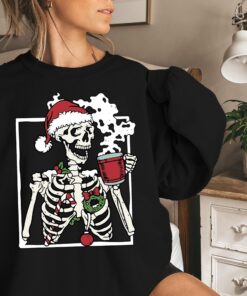 vintage christmas sweatshirt with dead inside skeleton design for men and women ideal for coffee lovers and holiday gatherings wavi6 scaled