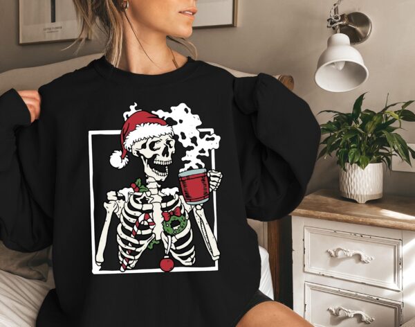 vintage christmas sweatshirt with dead inside skeleton design for men and women ideal for coffee lovers and holiday gatherings wavi6 scaled