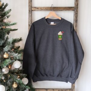 vintage christmas sweatshirt with embroidered coffee design for a unique holiday look and comfort in festive style 5pddo