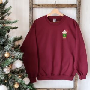 vintage christmas sweatshirt with embroidered coffee design for a unique holiday look and comfort in festive style nrxo5