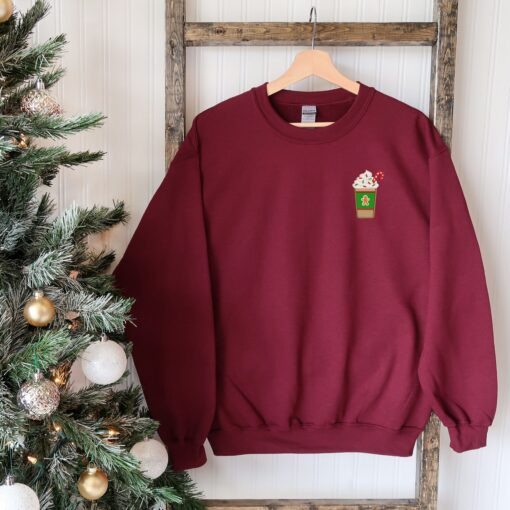 vintage christmas sweatshirt with embroidered coffee design for a unique holiday look and comfort in festive style nrxo5 scaled