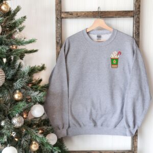 vintage christmas sweatshirt with embroidered coffee design for a unique holiday look and comfort in festive style rrovb