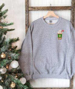 vintage christmas sweatshirt with embroidered coffee design for a unique holiday look and comfort in festive style rrovb scaled