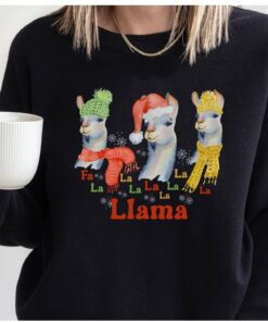 vintage christmas sweatshirt with fa la la la llama design for llama lovers funny holiday sweater for festive celebrations yahan