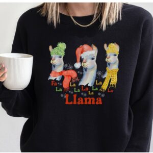 vintage christmas sweatshirt with fa la la la llama design for llama lovers funny holiday sweater for festive celebrations yahan