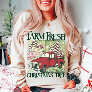 vintage christmas sweatshirt with farm fresh tree design for women and cake hoodie style ideal for winter celebrations 5mzte