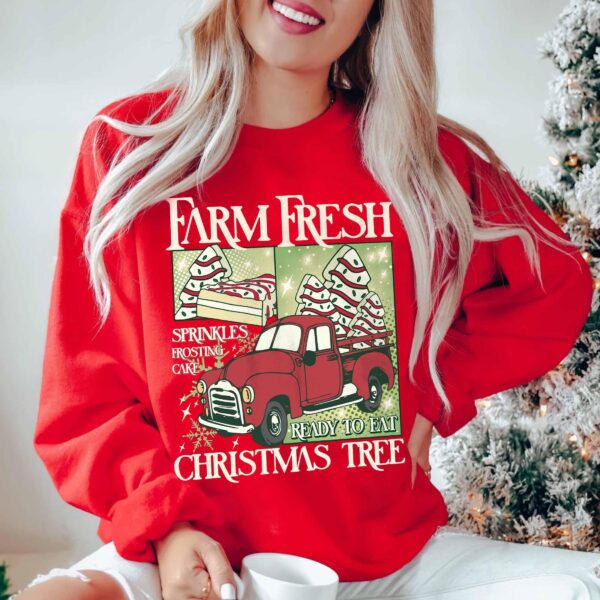 vintage christmas sweatshirt with farm fresh tree design for women and cake hoodie style ideal for winter celebrations ca0pt