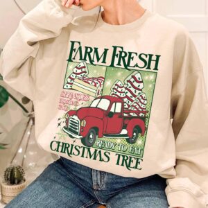 vintage christmas sweatshirt with farm fresh tree design for women and cake hoodie style ideal for winter celebrations dcowx