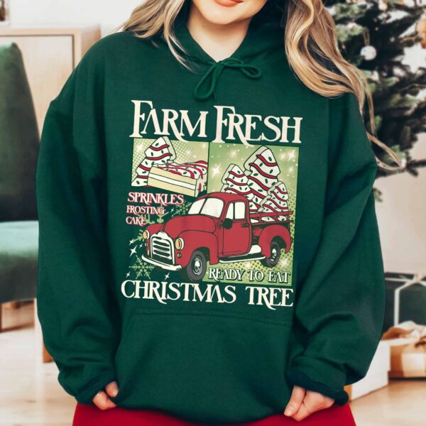 vintage christmas sweatshirt with farm fresh tree design for women and cake hoodie style ideal for winter celebrations ofrbc