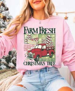 vintage christmas sweatshirt with farm fresh tree design for women and cake hoodie style ideal for winter celebrations tfdhy