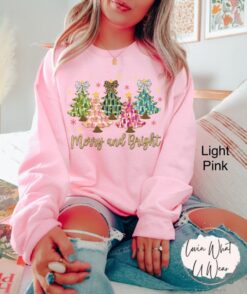 vintage christmas sweatshirt with faux glitter merry tree design and trendy bow oversized holiday top for festive comfort ehz1g