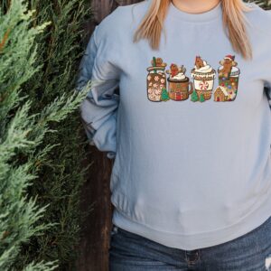 vintage christmas sweatshirt with gingerbread and coffee design for women fun holiday apparel for festive celebrations af5bi