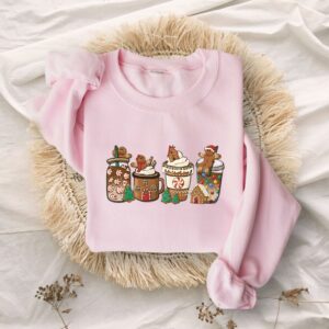 vintage christmas sweatshirt with gingerbread and coffee design for women fun holiday apparel for festive celebrations m0ogk