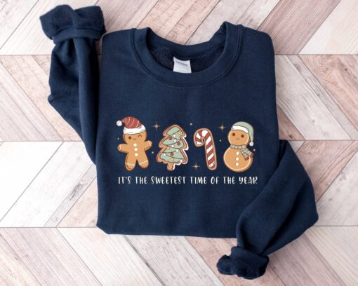 vintage christmas sweatshirt with gingerbread and cookies design for holiday celebrations dnkkz scaled