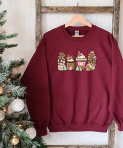 vintage christmas sweatshirt with gingerbread design for coffee lovers and holiday gatherings mbwei scaled