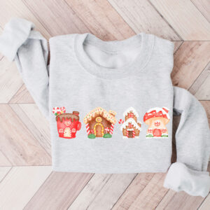 vintage christmas sweatshirt with gingerbread house design for a fun holiday look in crew neck style 1zlxt