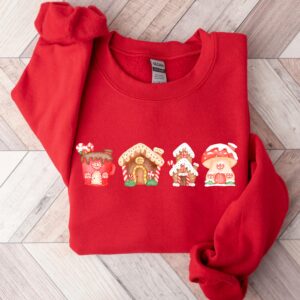 vintage christmas sweatshirt with gingerbread house design for a fun holiday look in crew neck style 2zam0