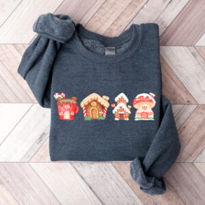 vintage christmas sweatshirt with gingerbread house design for a fun holiday look in crew neck style 40ybs