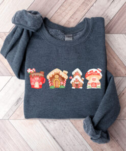 vintage christmas sweatshirt with gingerbread house design for a fun holiday look in crew neck style 40ybs scaled