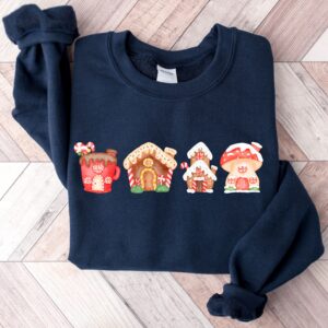 vintage christmas sweatshirt with gingerbread house design for a fun holiday look in crew neck style egvwn