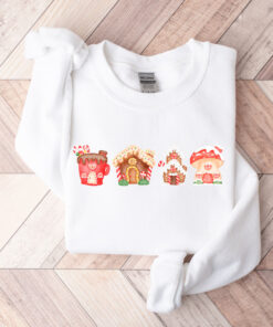 vintage christmas sweatshirt with gingerbread house design for a fun holiday look in crew neck style ykhls scaled