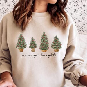 vintage christmas sweatshirt with green tree design for holiday celebrations and winter comfort blgnr