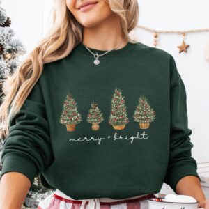 vintage christmas sweatshirt with green tree design for holiday celebrations and winter comfort kslvk